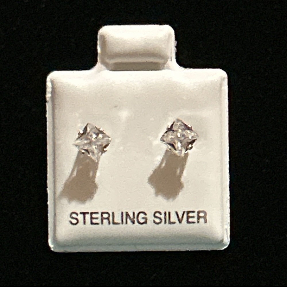 Sterling Silver Stud Earrings CZ